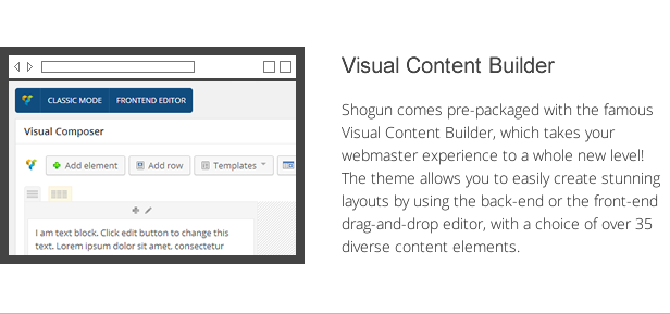 shogun features - visual content builder