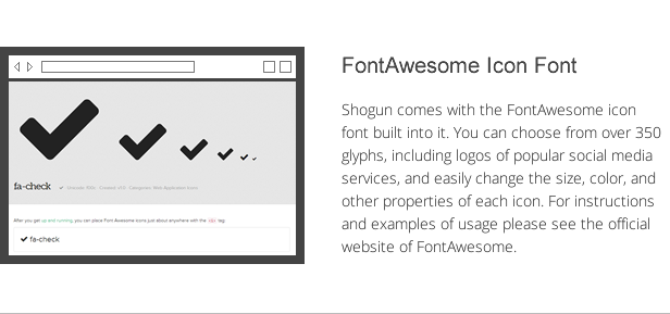 shogun features - fontawesome icon font