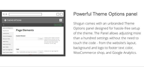 shogun features - powerful theme options panel