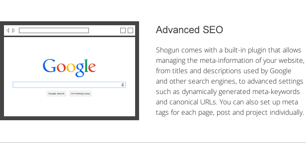 shogun features - advanced seo