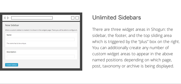 shogun features - unlimited sidebars