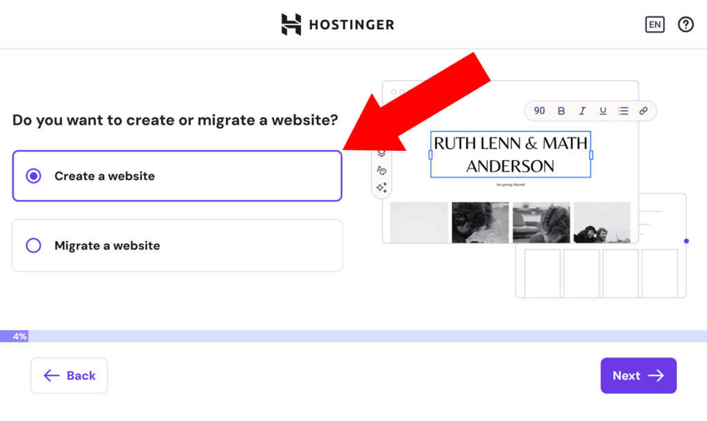 Create blog 2025: Hostinger wizard 1