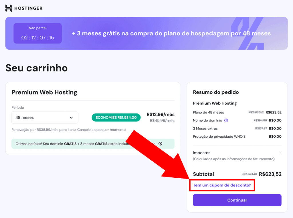Código de cupom Hostinger 2025