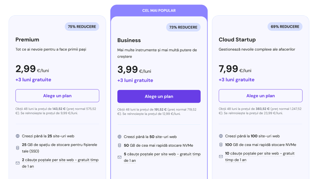 Planuri găzduire shared Hostinger 2025