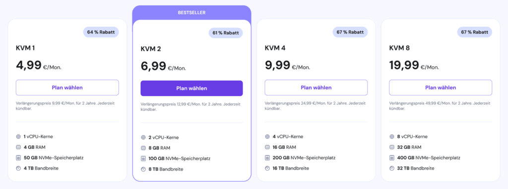 Hostinger: VPS-Tarife 2025