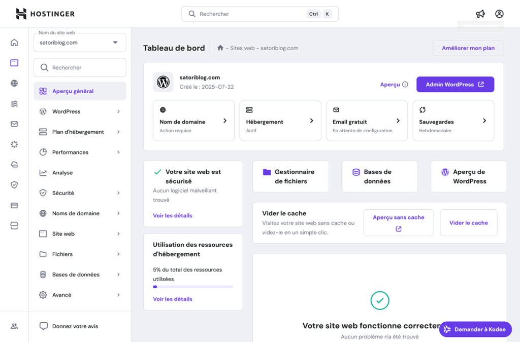 Hostinger : hPanel 2025