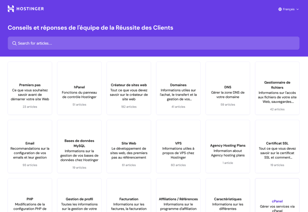 Hostinger : base de connaissances