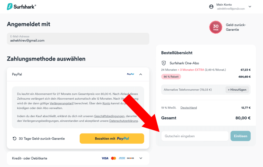 Surfshark: Gutschein 2025