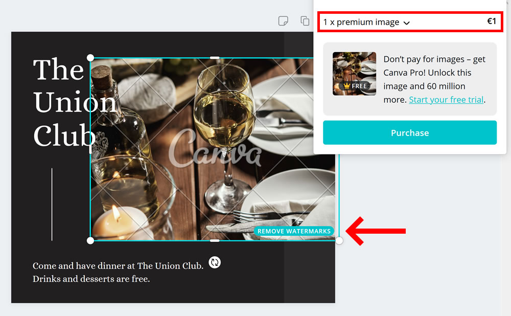 Canva: the watermarks