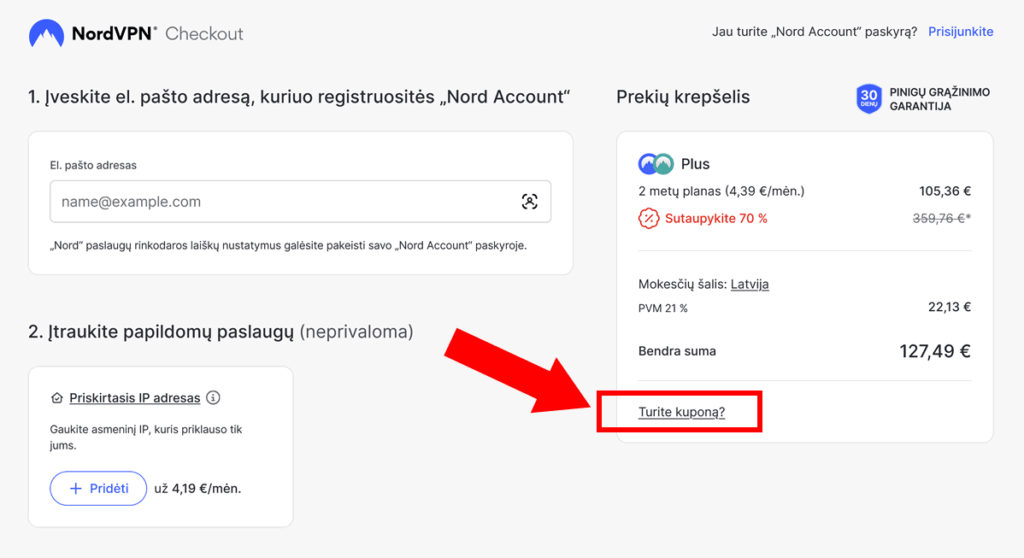 NordVPN kupono kodas