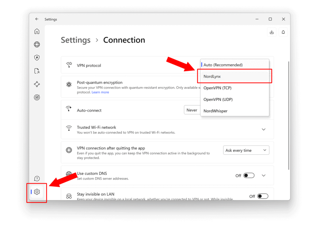 NordVPN: Enable Nordlynx