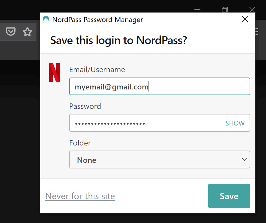 NordPass: saving passwords
