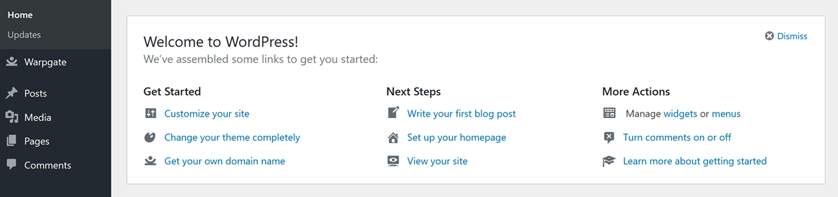 WordPress standard welcome