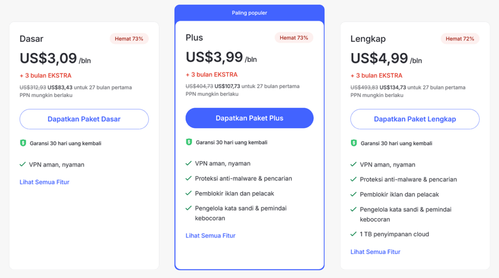 Paket harga NordVPN Indonesia