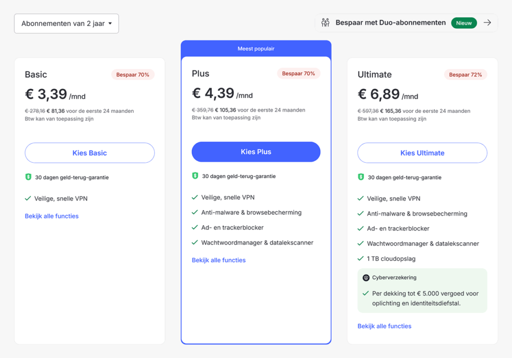 NordVPN: prijzen