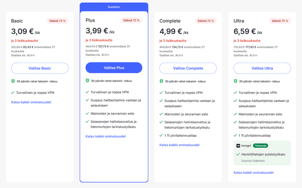 NordVPN paketit 2025